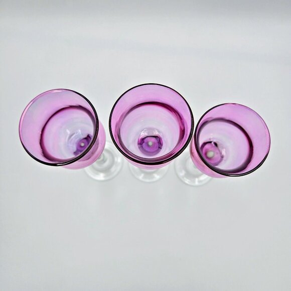 Purple Royal Lustre Trio Vintage PartyLite Candle Holder Glass Set Of 3 Read - Picture 5 of 8